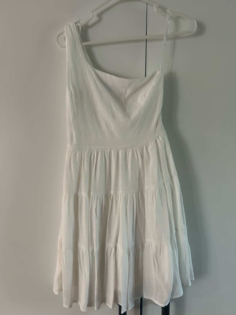 Lulu's White One-Shoulder Tiered Summer Dress